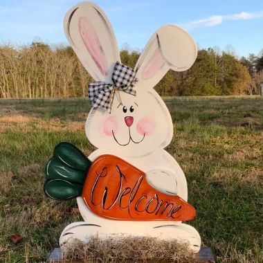 Personalized Easter Farm Wooden Porch Bunny Decor, Family Decor