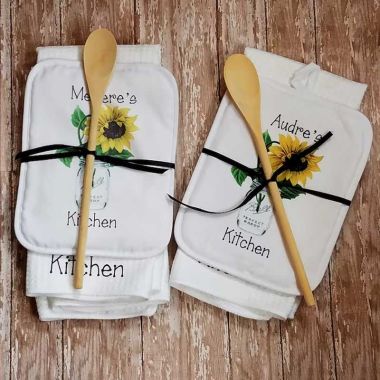 Personalized Country Sunflower in Mason Jar Kitchen Gift Set